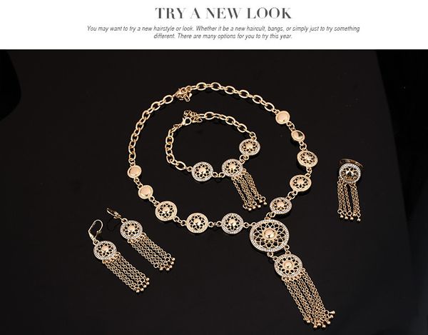 women costume jewelry 18k gold plated tassel fashion nigerian wedding african beads necklaces bracelets earrings rings jewelry set crystal c, Black
women costume jewelry 18k gold plated tassel fashion nigerian wedding african beads necklaces bracelets earrings rings jewelry set crystal c, Black