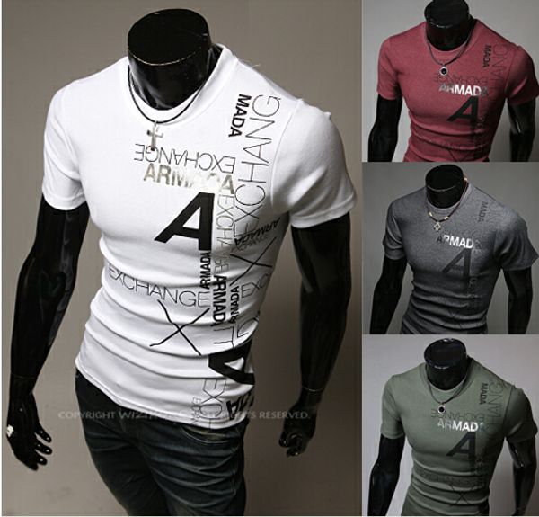 new men's stylish slim letter printing round collar short sleeve t-shirts tee 4 colors d07, White;black
new men's stylish slim letter printing round collar short sleeve t-shirts tee 4 colors d07, White;black