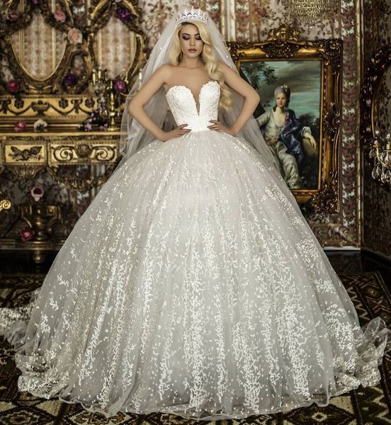 gorgeous lace ball gown wedding dresses deep v neck plus size puffy bridal dress appliqued chapel wedding gowns, White
gorgeous lace ball gown wedding dresses deep v neck plus size puffy bridal dress appliqued chapel wedding gowns, White