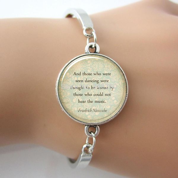 inspirational nietzsche quote bangle,those who were seen dancing,letter bangle,2016 new faith jewelry,1 pc g023, Golden;silver