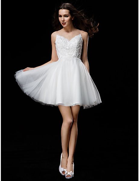 2016 new fashion elegant ball gown ivory short/mini jewel appliques buttons back tulle wedding dresses 145, White
2016 new fashion elegant ball gown ivory short/mini jewel appliques buttons back tulle wedding dresses 145, White