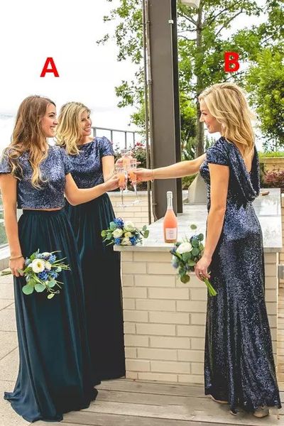 sparkly navy blue sequins two piece bridesmaid dresses with sleeves 2018 country style custom make wedding party guest junior dress cheap, White;pink
sparkly navy blue sequins two piece bridesmaid dresses with sleeves 2018 country style custom make wedding party guest junior dress cheap, White;pink
