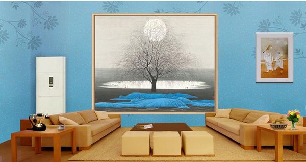 chinese painting life tree sun landscape painting 3d wallpapers bathroom