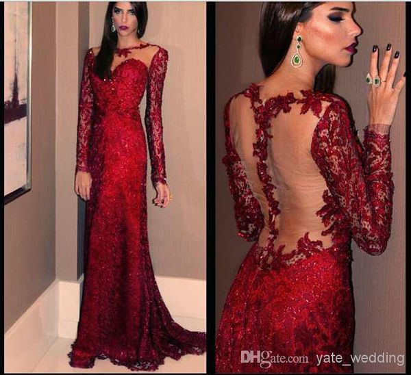 see through long sleeves red evening dresses lace long open back prom gowns 2016 party gowns custom made, Black;red
see through long sleeves red evening dresses lace long open back prom gowns 2016 party gowns custom made, Black;red