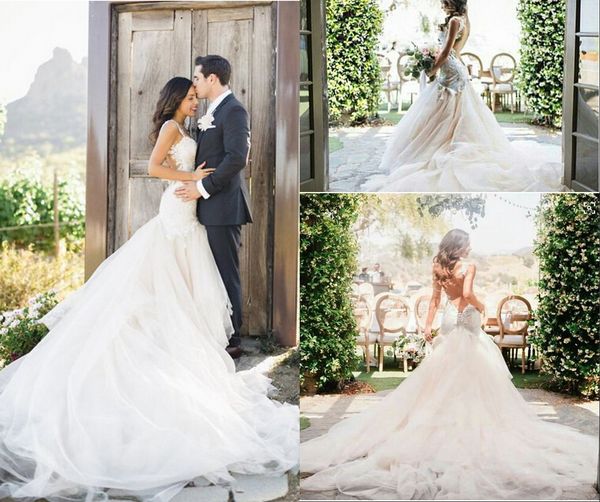 luxury backless mermaid wedding dresses garden beach wedding gowns lace appliqeus tulle chapel train bridal dresses, White
luxury backless mermaid wedding dresses garden beach wedding gowns lace appliqeus tulle chapel train bridal dresses, White