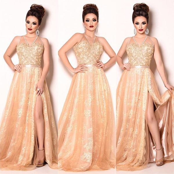 sheer straps a-line gold evening dresses long appliques with beaded high leg slit evening party dresses lace prom gowns, Black;red
sheer straps a-line gold evening dresses long appliques with beaded high leg slit evening party dresses lace prom gowns, Black;red