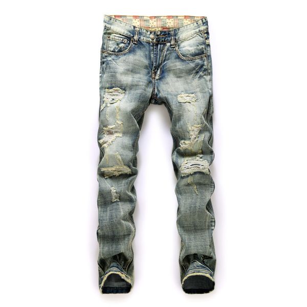 wholesale- new fashion men`s distressed jeans with holes acid washed vintage casual denim pants ripped jeans for men q1210, Blue
wholesale- new fashion men`s distressed jeans with holes acid washed vintage casual denim pants ripped jeans for men q1210, Blue