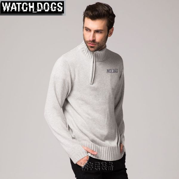 wholesale-watch dogs aiden pearce sweater costume men's knitwear inner knitted winter sweaters pullover black writing patch, White;black
wholesale-watch dogs aiden pearce sweater costume men's knitwear inner knitted winter sweaters pullover black writing patch, White;black