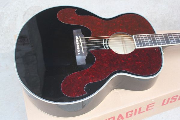 Factory cu tom pruce black 6 tring acou tic guitar hipping