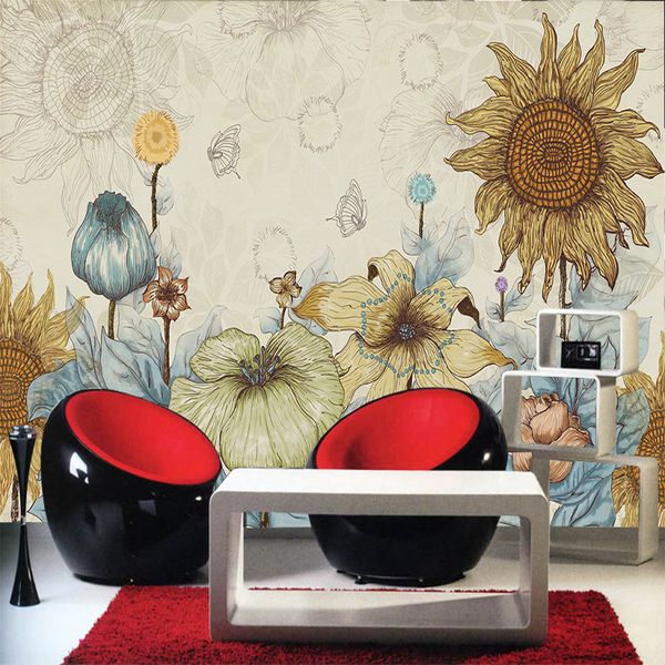 wholesale- customized home decor living room wallpaper large mural painted sunflower tv backdrop cartoon abstract retro wall paper 1x3m
wholesale- customized home decor living room wallpaper large mural painted sunflower tv backdrop cartoon abstract retro wall paper 1x3m