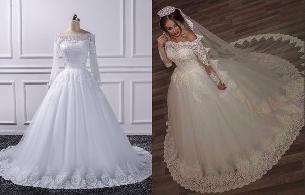 2018 vintage off the shoulder lace wedding dress with illusion long sleeve a line tulle beaded corset back applique designer bridal, White
2018 vintage off the shoulder lace wedding dress with illusion long sleeve a line tulle beaded corset back applique designer bridal, White