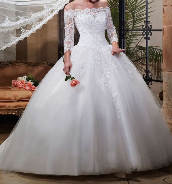 gorgeous white ball gown wedding dresses strapless three quarter sleeves zipper with buttons back sweep train bridal gowns
gorgeous white ball gown wedding dresses strapless three quarter sleeves zipper with buttons back sweep train bridal gowns