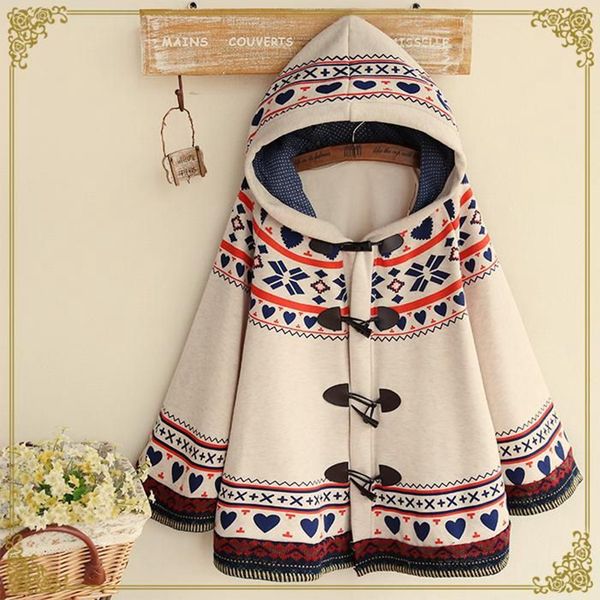 wholesale- 2017 autumn winter new women jacket japanese style mori girl geometric love heart print fleece hooded cape coat casual outerwear, Black;brown
wholesale- 2017 autumn winter new women jacket japanese style mori girl geometric love heart print fleece hooded cape coat casual outerwear, Black;brown