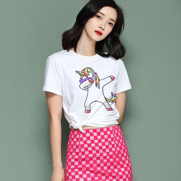 2017 summer women short-sleeved unicorn rainbow cute fashion sweet casual big round neck t-shirt wt61 wr, White
2017 summer women short-sleeved unicorn rainbow cute fashion sweet casual big round neck t-shirt wt61 wr, White