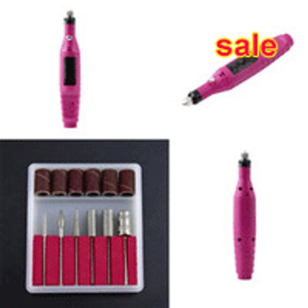 5 Set Pen Shape Electric Pedicure Nail Drill Machine Art Salon Manicure File Polish Tool+6 File Bit Acrylic Wholesale