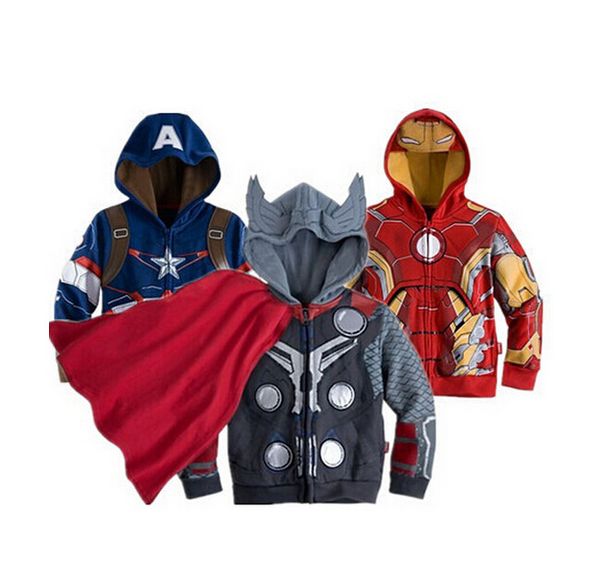 

children hoodies jacket baby boys captain america hoodies jacket avengers hulk thor iron man superhero cosplay kids hoodie jacket c001, Black