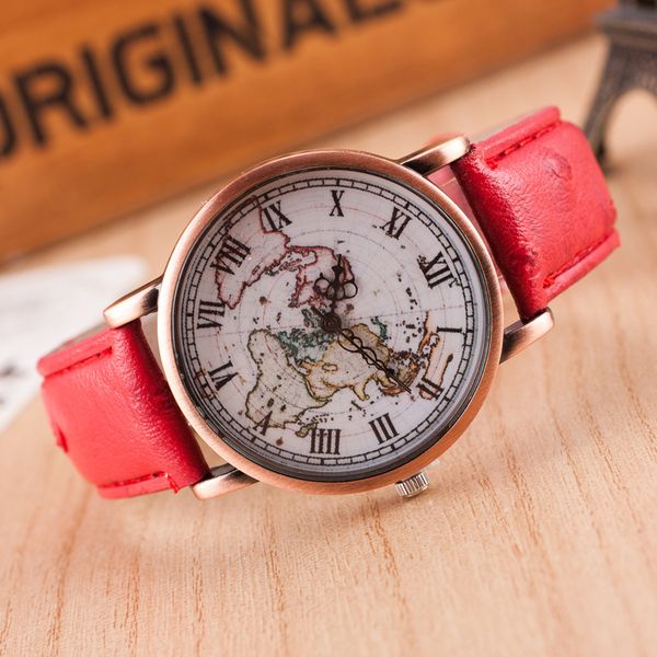 vintage leather strap watch world map watches quartz clock cool design men women wristwatch, Slivery;brown
vintage leather strap watch world map watches quartz clock cool design men women wristwatch, Slivery;brown