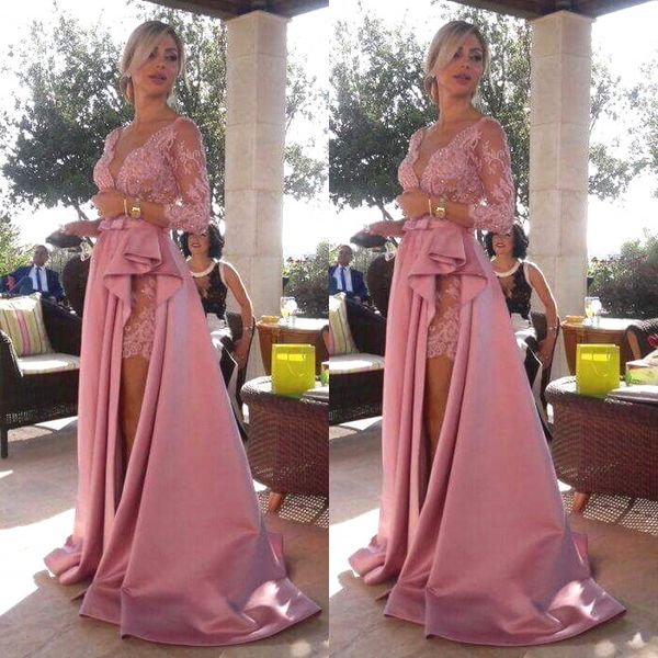deep v neck prom dresses beaded lace applique long sleeves side split satin evening dresses elegant a-line floor length women formal dress, Black
deep v neck prom dresses beaded lace applique long sleeves side split satin evening dresses elegant a-line floor length women formal dress, Black