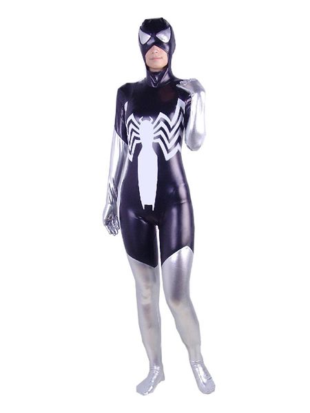 black venom spiderman shiny metallic costume halloween party cosplay zentai suit 15689, Black;red
black venom spiderman shiny metallic costume halloween party cosplay zentai suit 15689, Black;red