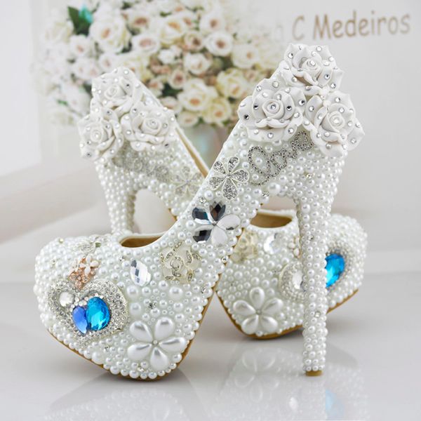 new style heart of ocean handmade wedding shoes noble white pearl high heel platforms bride shoes rhinestone function party prom pumps, Black
new style heart of ocean handmade wedding shoes noble white pearl high heel platforms bride shoes rhinestone function party prom pumps, Black