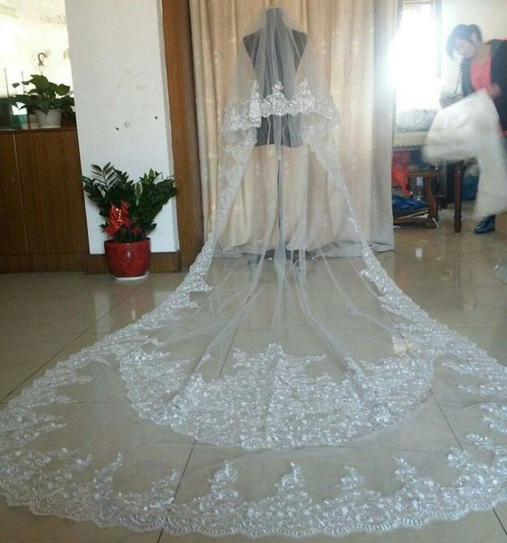 new luxury real image wedding veils 3m long veil lace applique crystals 2t cathedral length bridal veils sequins made in china, Black
new luxury real image wedding veils 3m long veil lace applique crystals 2t cathedral length bridal veils sequins made in china, Black