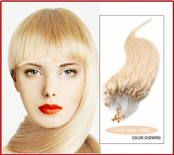 - 0.8g/s 200s/lot 14"- 24" micro rings/loop brazilian remy human hair extensions hair extention, #60 platinum blonde, Black
- 0.8g/s 200s/lot 14"- 24" micro rings/loop brazilian remy human hair extensions hair extention, #60 platinum blonde, Black