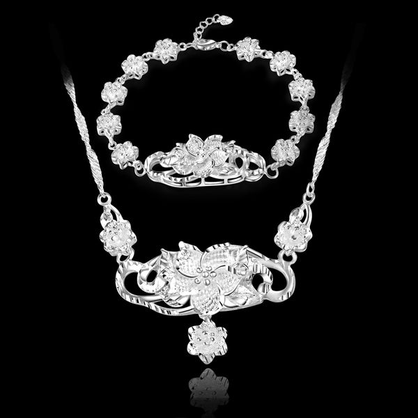 with tracking number fashion sale 925 silver set big and small rose bracelet necklace set silver jewelry 10set/lot cheap, Black
with tracking number fashion sale 925 silver set big and small rose bracelet necklace set silver jewelry 10set/lot cheap, Black