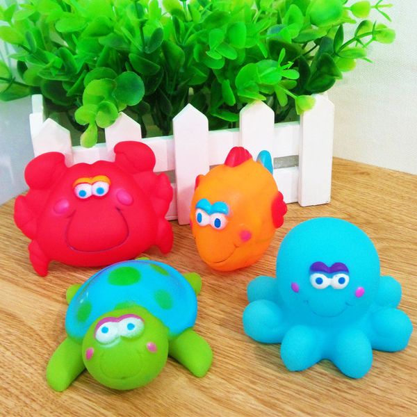 Magic Color Rubber Animals Baby Bath Water Toys Cute Sounds Tortoise/crab/fish/squid Kids Swiming Beach Toys Sand Play Water Fun Party