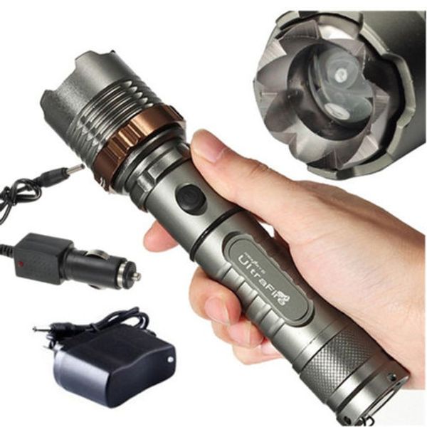 Ultrafire 2000 Lumens Cree Xm-l T6 Led Zoomable Zoom Flashlight Torch +ac/car Charger Ing