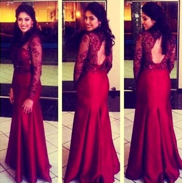 dark red mermaid style evening dresses 2016 with long sleeve sequins applique lace elegant vestidos de festa satin formal prom party gowns, Black;red
dark red mermaid style evening dresses 2016 with long sleeve sequins applique lace elegant vestidos de festa satin formal prom party gowns, Black;red