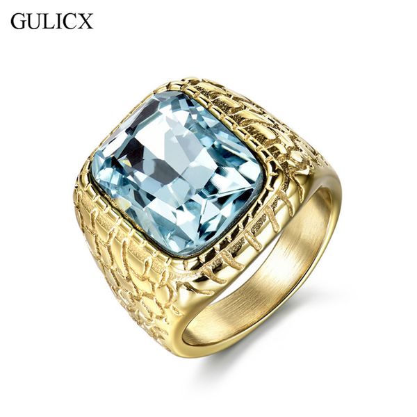 wholesale- gulicx fashion gold-color stainless steel punk large ring for men blue princess cut cz crystal party jewelry br158, Golden;silver
wholesale- gulicx fashion gold-color stainless steel punk large ring for men blue princess cut cz crystal party jewelry br158, Golden;silver