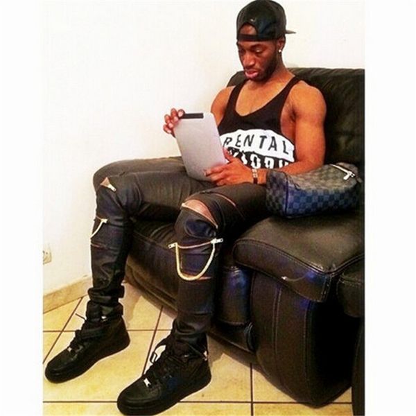 wholesale-hip hop mens faux leather pants zipper design sweatpants man skinny motorcycle chain joggers casual pu swag trouser vc2930, Black
wholesale-hip hop mens faux leather pants zipper design sweatpants man skinny motorcycle chain joggers casual pu swag trouser vc2930, Black