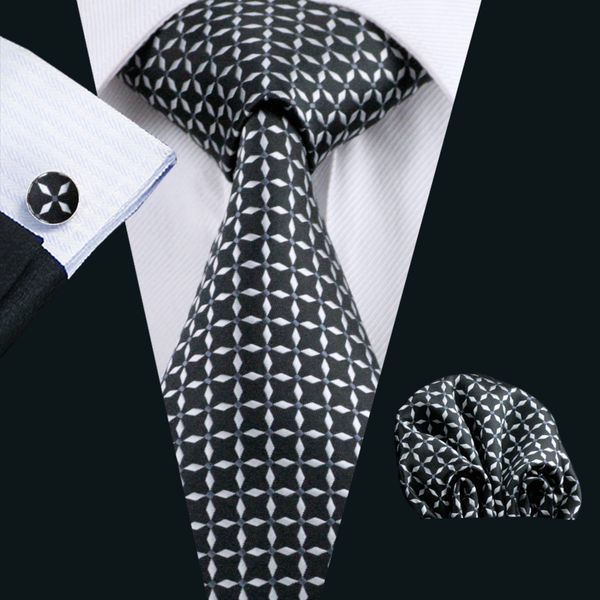 

меннс галстук топ продажа черный галстук набор шелковый платок запонки мужские жаккардовые тканые классический бизнес галстук набор Н-0527