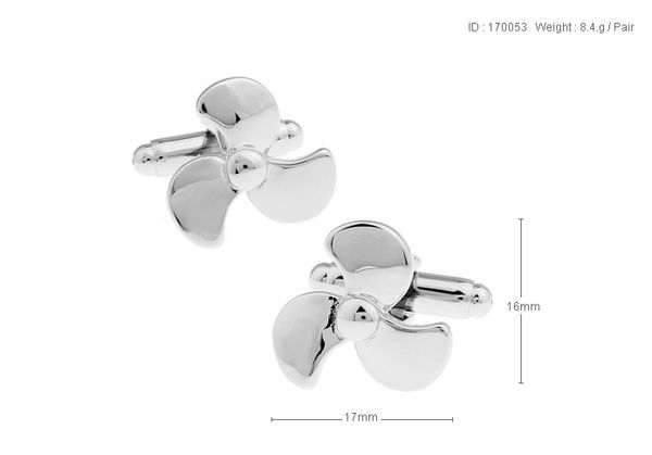 High Quality New Classic Silver Copper Mens Wedding Cufflinks Novelty Rare Fancy Propeller & Clean Cloth 170053