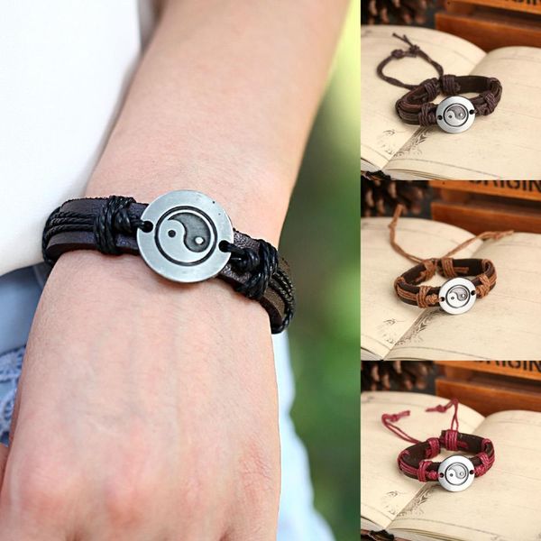 12pcs taichi yingyang wrap genuine leather bracelet new fashion for women men rope charm cuff bracelet jewelry sh-s50100, Golden;silver
12pcs taichi yingyang wrap genuine leather bracelet new fashion for women men rope charm cuff bracelet jewelry sh-s50100, Golden;silver