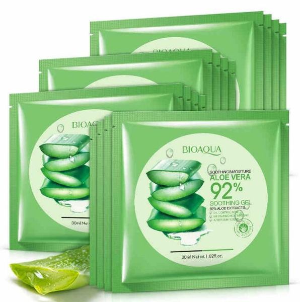 Bioaqua Natural Aloe Vera Gel Face Mask Moisturizing Oil Control Wrapped Mask Shrink Pores Facial Mask Cosmetic Skin Care