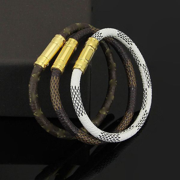 Gold genuine leather Plaid charms bracelet New fashion titanium steel release buckle leather couple bracelet for Women and men Top Quality
Gold genuine leather Plaid charms bracelet New fashion titanium steel release buckle leather couple bracelet for Women and men Top Quality