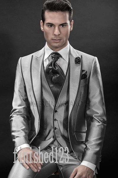 new arrivals one button silver gray groom tuxedos peak lapel groomsmen man wedding prom dinner suits (jacket+pants+vest+tie) g5126, Black;gray
new arrivals one button silver gray groom tuxedos peak lapel groomsmen man wedding prom dinner suits (jacket+pants+vest+tie) g5126, Black;gray