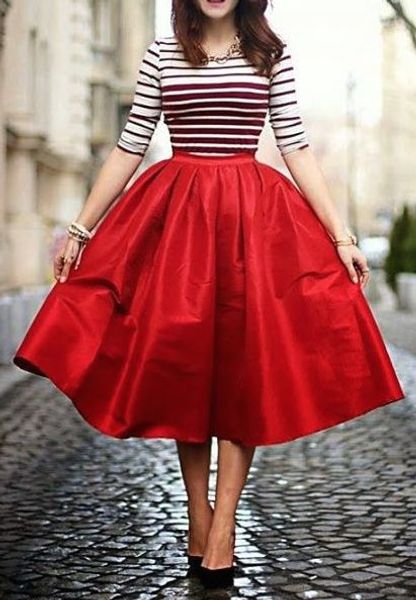 red skirts tea length elastic waist pleats satin spring summer autumn wear party dresses for women customized casual dresses party evening, Black
red skirts tea length elastic waist pleats satin spring summer autumn wear party dresses for women customized casual dresses party evening, Black