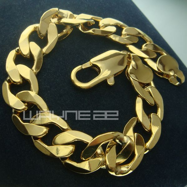 18ct yellow gold filled rings curb chain mens solid bracelet bangle jewelry b149, Black
18ct yellow gold filled rings curb chain mens solid bracelet bangle jewelry b149, Black