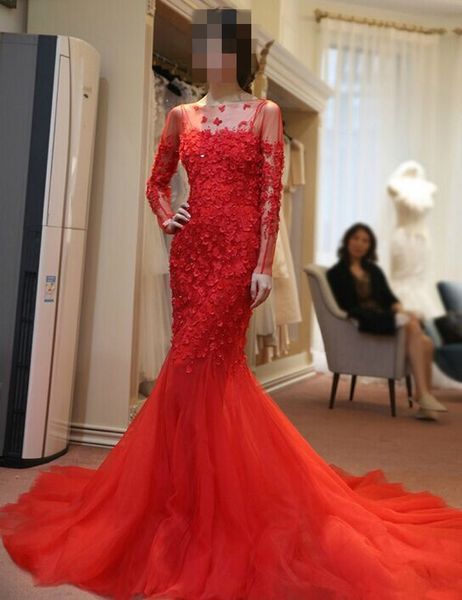 new arrive handmade applique sheer long sleeve mermaid gorgeous evening dresses button back party prom gowns dress chic, Black;red
new arrive handmade applique sheer long sleeve mermaid gorgeous evening dresses button back party prom gowns dress chic, Black;red