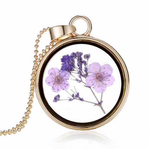 new fashion locket pendants necklace creative plant specimen alloy round dried flower crystal pendant necklace white k chain necklace, Silver
new fashion locket pendants necklace creative plant specimen alloy round dried flower crystal pendant necklace white k chain necklace, Silver