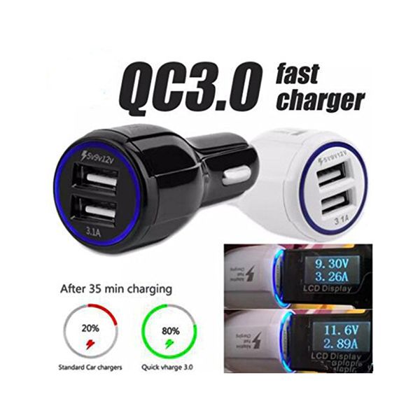 High Quality 9V 2A 12V 1.2A QC3.0 fast car charge 3.1A Dual USB Fast Charging phone charger for Samsung Galaxy S8 with package 2017 2018
High Quality 9V 2A 12V 1.2A QC3.0 fast car charge 3.1A Dual USB Fast Charging phone charger for Samsung Galaxy S8 with package 2017 2018