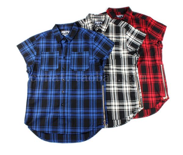 wholesale-side zipper hip hop swag tyga kanye west men short sleeve plaid shirts streetwear plus size camisas masculinas, White;black
wholesale-side zipper hip hop swag tyga kanye west men short sleeve plaid shirts streetwear plus size camisas masculinas, White;black