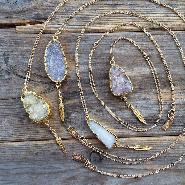 wholesale-new natural druzy necklace with tree charms in stock, 24k gold plated stone druzy agate necklace, Silver
wholesale-new natural druzy necklace with tree charms in stock, 24k gold plated stone druzy agate necklace, Silver