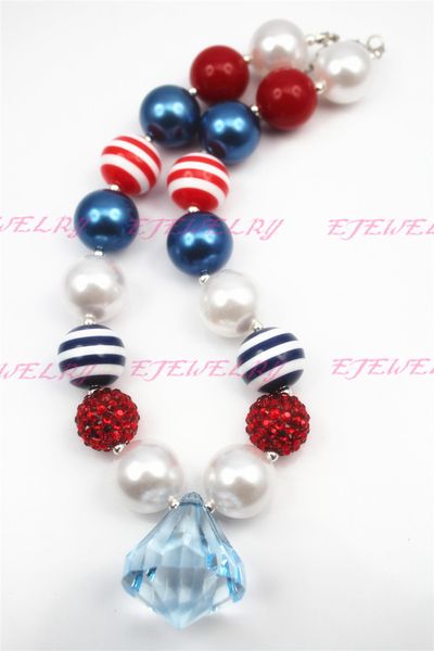 chunky gumball necklace-red, white & blue with extra large pendent- large acrylic beads cb128, Silver
chunky gumball necklace-red, white & blue with extra large pendent- large acrylic beads cb128, Silver