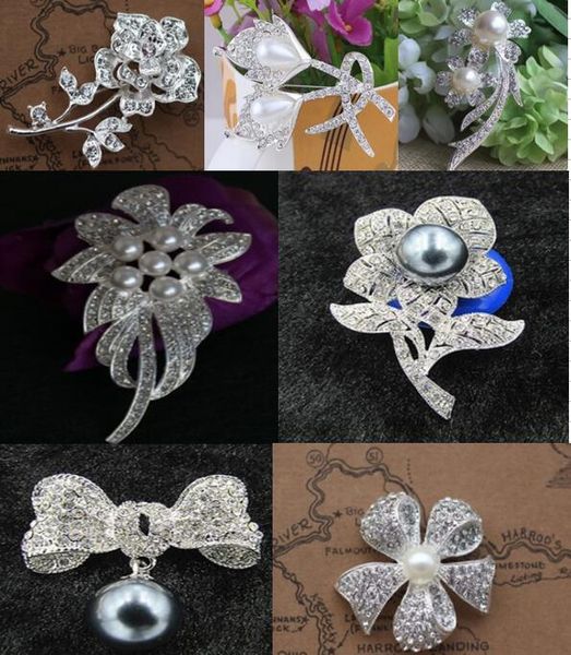 silver plated alloy flower petal clear rhinestone brooches for wedding gifts pearl corsage pin 7 styles, Gray
silver plated alloy flower petal clear rhinestone brooches for wedding gifts pearl corsage pin 7 styles, Gray