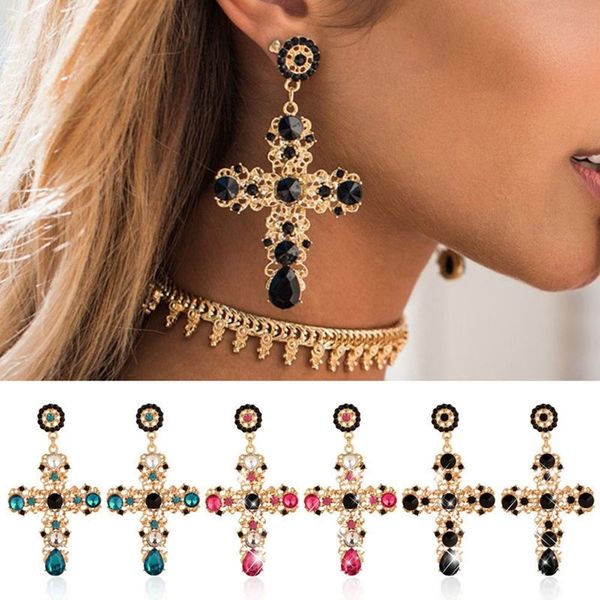 Vintage Black Red Blue Crystal Hollow Out Cross Drop Earrings For Women Bohemian Large Long Dangle Earrings Jewelry Gifts
Vintage Black Red Blue Crystal Hollow Out Cross Drop Earrings For Women Bohemian Large Long Dangle Earrings Jewelry Gifts