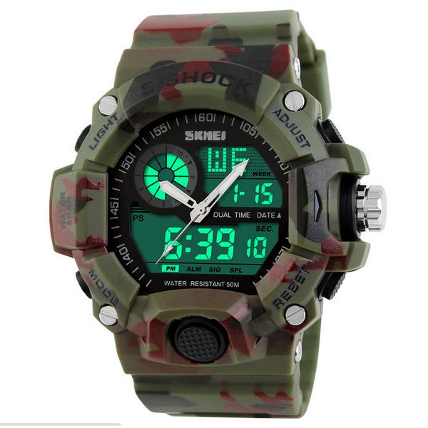 2015 g style quartz digital camo watch men dual time man sports watches men luxury skmei s shock military army reloj hombre, Slivery;brown
2015 g style quartz digital camo watch men dual time man sports watches men luxury skmei s shock military army reloj hombre, Slivery;brown