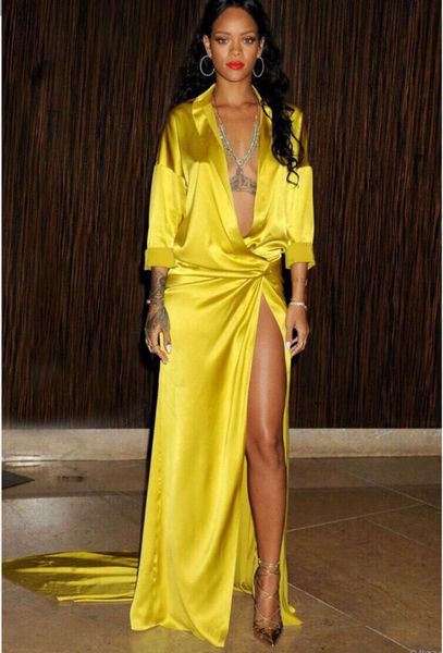 v-neck pleated satin long sleeve a-line slit evening dresses women custom made zipper floor length yellow prom gown, Red
v-neck pleated satin long sleeve a-line slit evening dresses women custom made zipper floor length yellow prom gown, Red